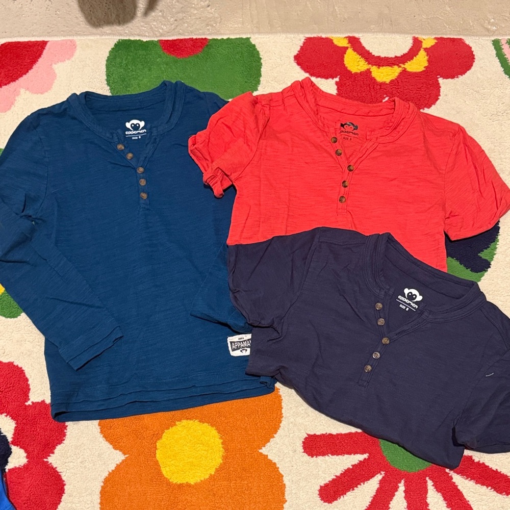 Appaman Long Sleeve Henley Shirts - Navy, Red, Blue